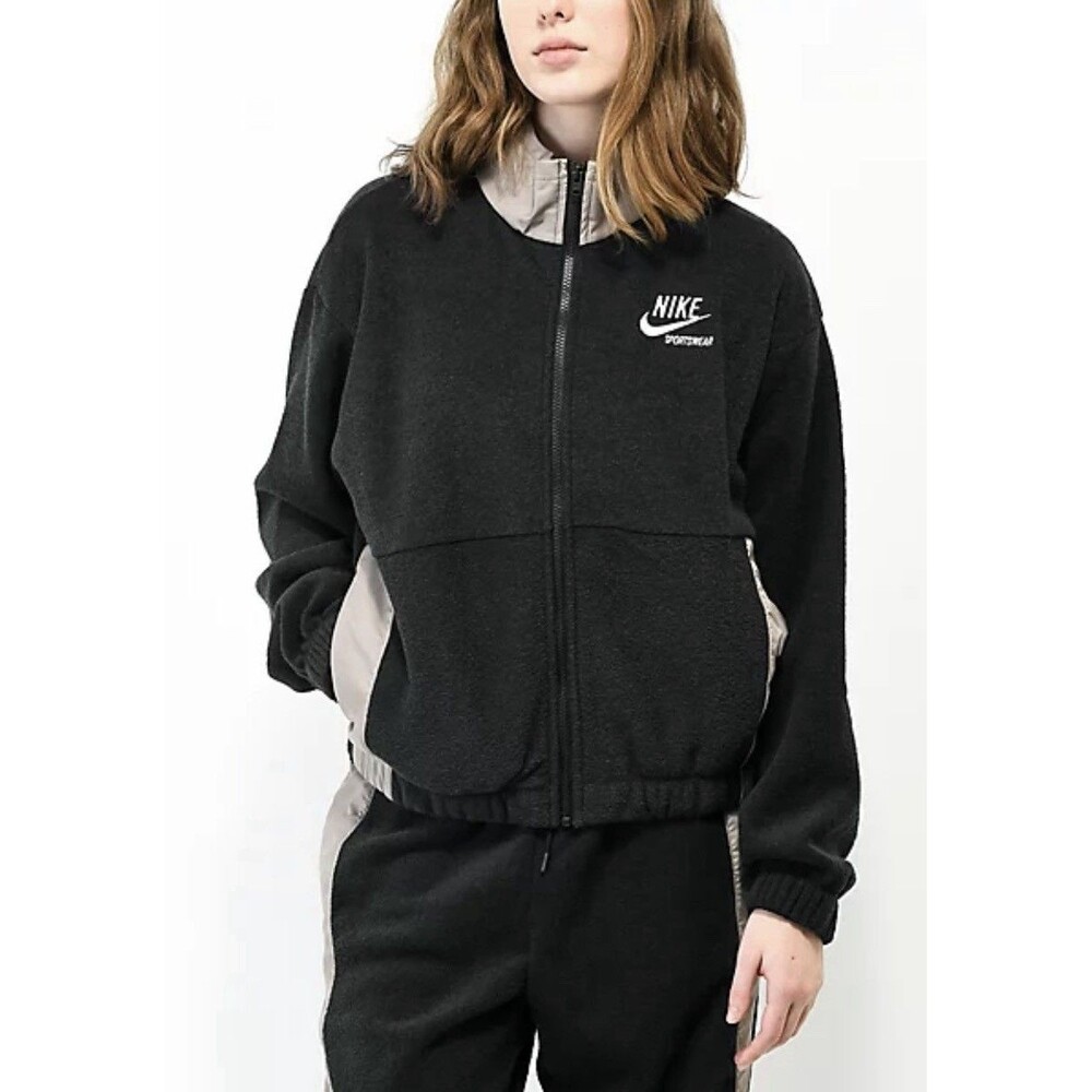 Nike Women’s Sportswear Essential Black Fleece Zip Jacket XL NWT DD5712-010